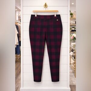 Melissa McCarthy Seven7 Burgundy and Black Plaid Pants